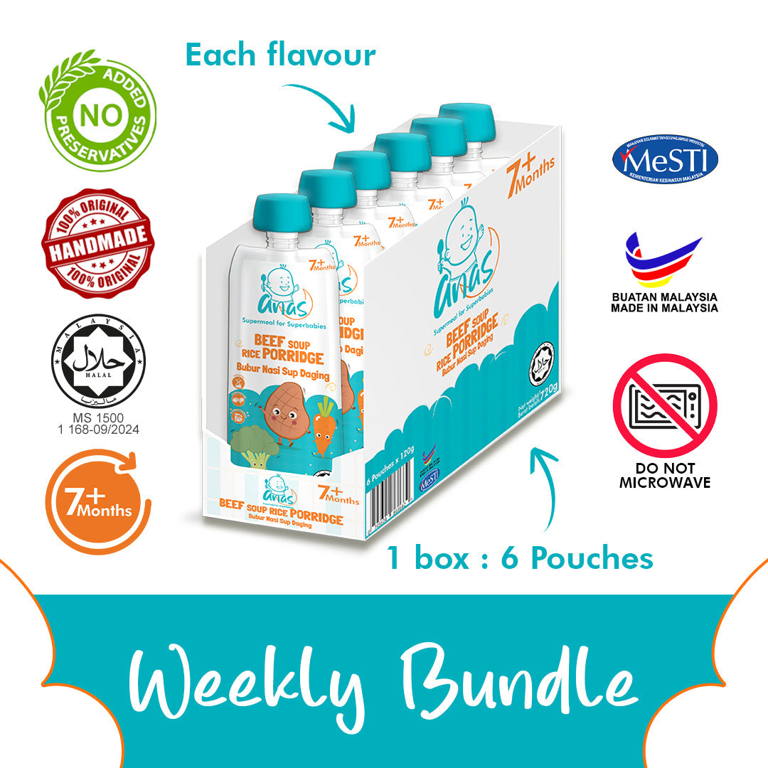 Anas Baby Food: Weekly Bundle (6 pouches x 120g)