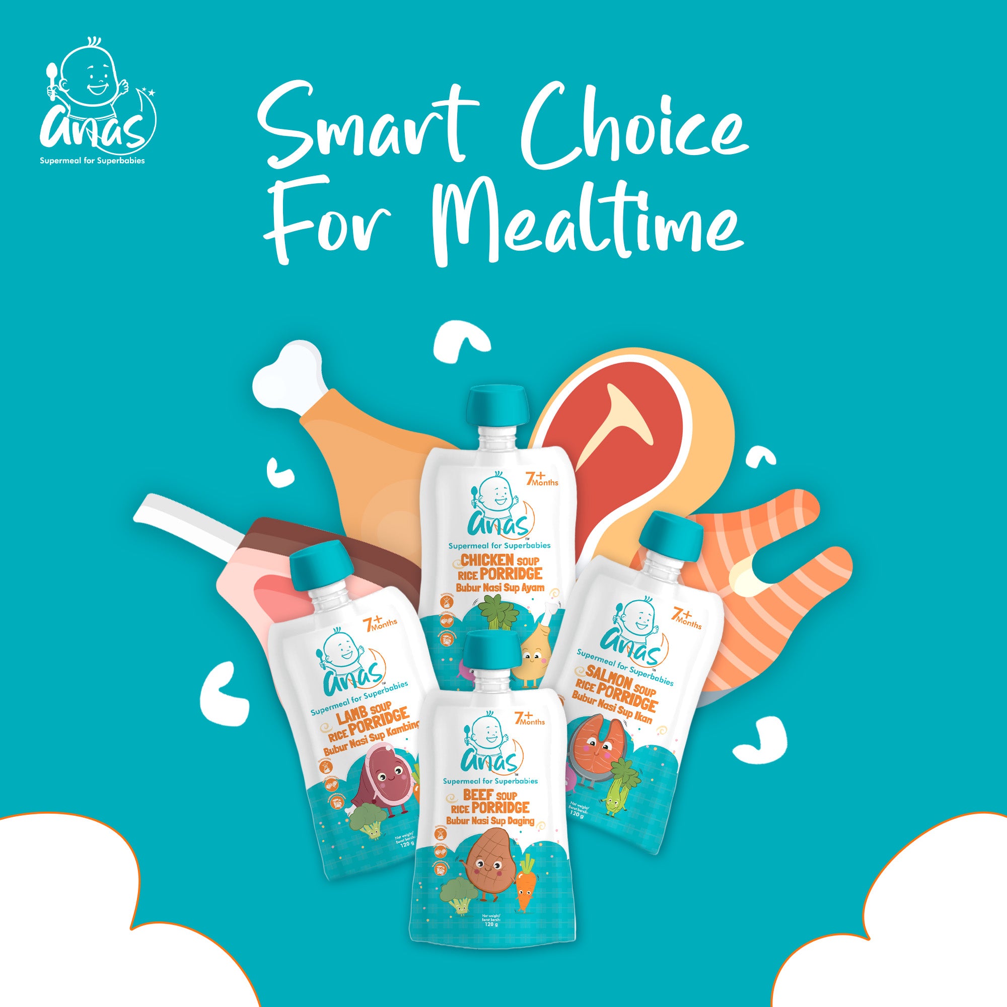 Anas Baby Food: Weekly Bundle (6 pouches x 120g)
